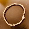4mm Beaded Bracelet Adorned with a 6mm SS/CZ Pave' Bead
