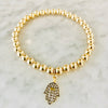 Beaded Bracelet with "Black Diamond" Hamsa Charm