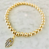 Beaded Bracelet with "Black Diamond" Hamsa Charm