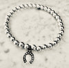 "Black Diamond" Horse Shoe Charm Beaded Bracelet