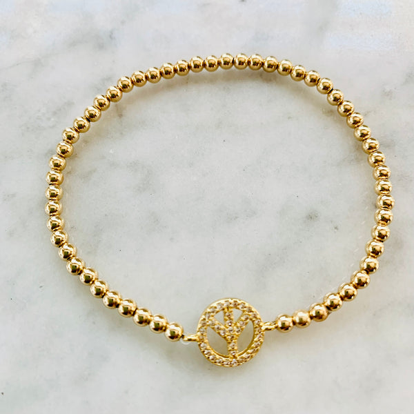 4mm Beaded Peace Sign Stretch Bracelet