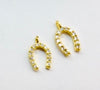 14k Yellow Gold Filled Beaded Bracelet w/ CZ Horse Shoe Charm