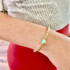 4mm Bead Stretch Bracelet with Enamel Heart Bead