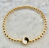 4mm Bead Stretch Bracelet with Enamel Yin-Yang Bead