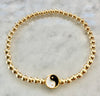 4mm Bead Stretch Bracelet with Enamel Yin-Yang Bead