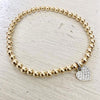 4mm Bead Stretch Bracelet with Sterling Silver/Cubic Zirconia Heart Charm