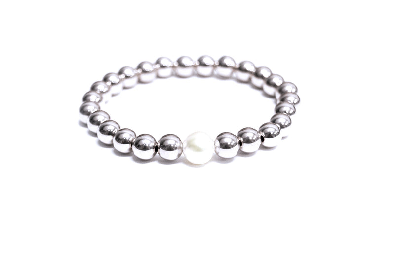 Custom Silver Stack | Beaded Bracelets | Beads | Personalized | Silver |  Sterling Silver | Pink | Water Resistant