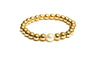 14kt Yellow Gold Filled Stackable Beaded Bracelet Adorned with One Fresh Water Pearl