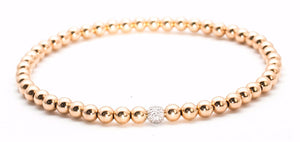 14 Kt Rose Gold Filled Beaded Stretch Bracelet