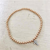3mm Bead Stretch Bracelet with Sterling Silver/Cubic Zirconia Cross Charm
