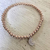 4mm Bead Stretch Bracelet with Silver/Cubic Zirconia Moon Charm