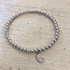 4mm Bead Stretch Bracelet with Silver/Cubic Zirconia Moon Charm