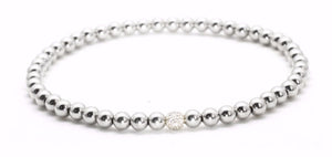 .925 Sterling Silver Beaded Stretch Bracelet