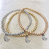 4mm Bead Stretch Bracelet with Silver/Cubic Zirconia Moon Charm