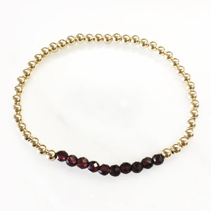 4mm Beaded Bracelet with a Row of Garnet Gemstones