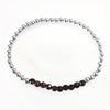 4mm Beaded Bracelet with a Row of Garnet Gemstones