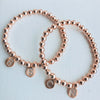 5mm 14k Rose Gold Filled Beaded Bracelet with Matching Initial Charm